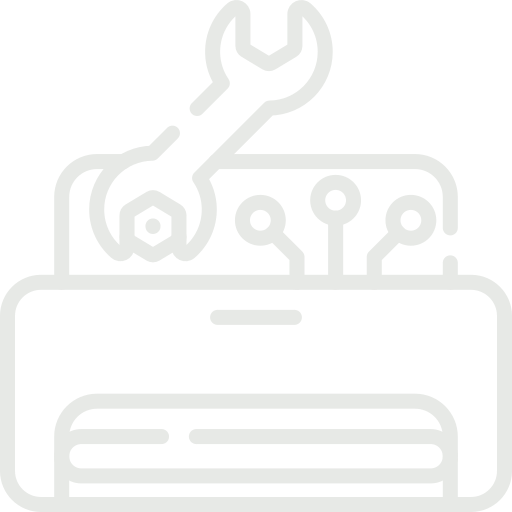 maintenance-service-icon-laboratory-and-biosafety-systems. White outline icon of a wrench and gears above a server or equipment unit