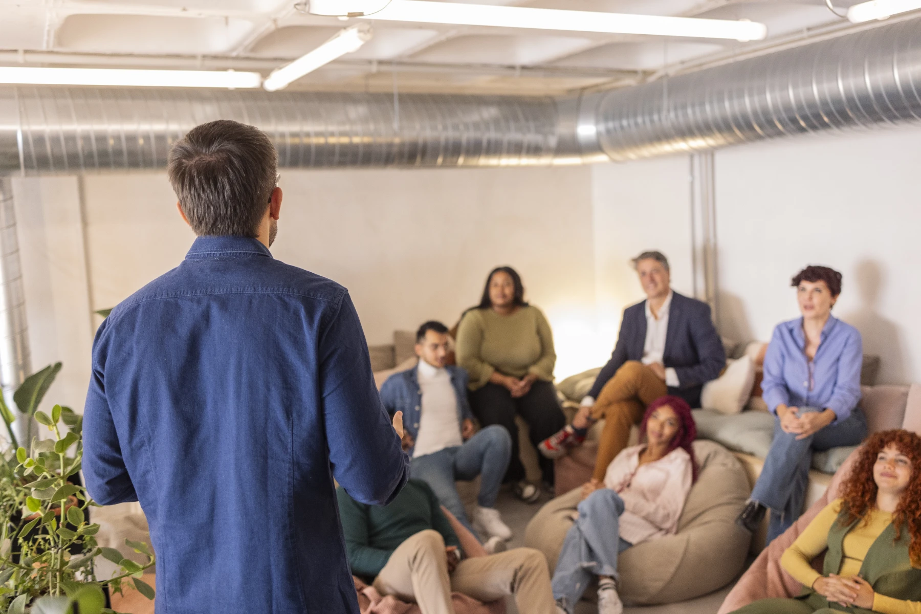 Business Presentation in Modern Workplace with Group Business Presentation in Modern Workplace with Group